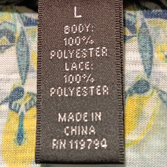 Style & Co EUC Women's Hi Lo Gorgeous Blouse, Large, Green & White Pattern - Picture 3 of 10